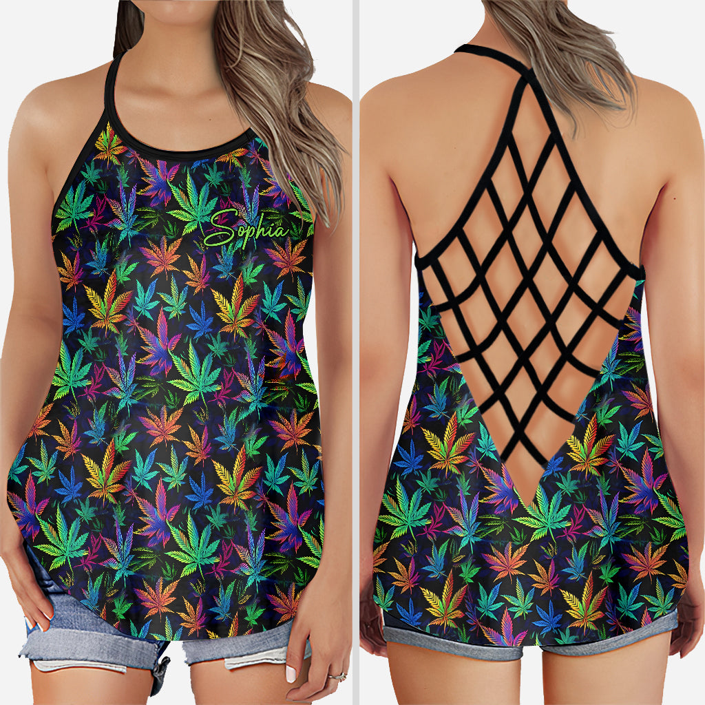 It's 420 somewhere Colorful Marijuana - Personalized Weed Cross Tank Top