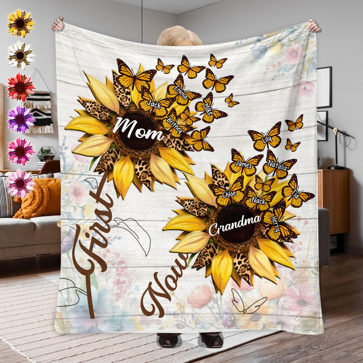 Première maman, maintenant grand-mère - Couverture personnalisée Tournesol pour grand-mère