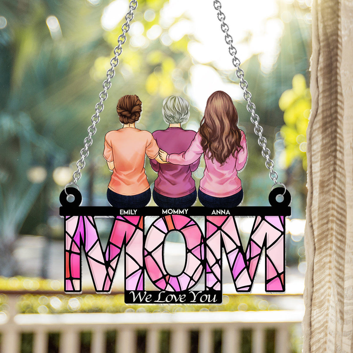 Mom We Love You - Personalized Mother Window Hanging Suncatcher Ornament