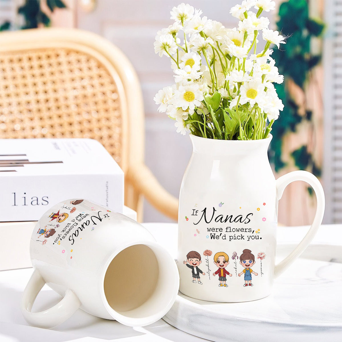 Si Mamie était une fleur - Vase à fleurs en céramique personnalisé pour grand-mère