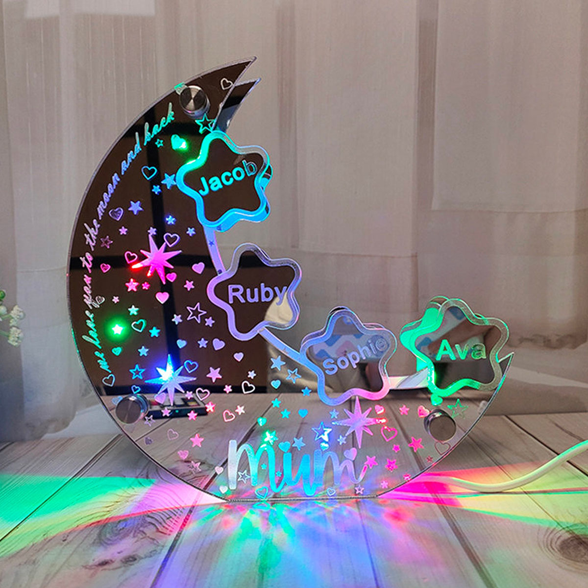 Miroir lumineux personnalisé avec n'importe quel nom - Pièce lumineuse pour maman
