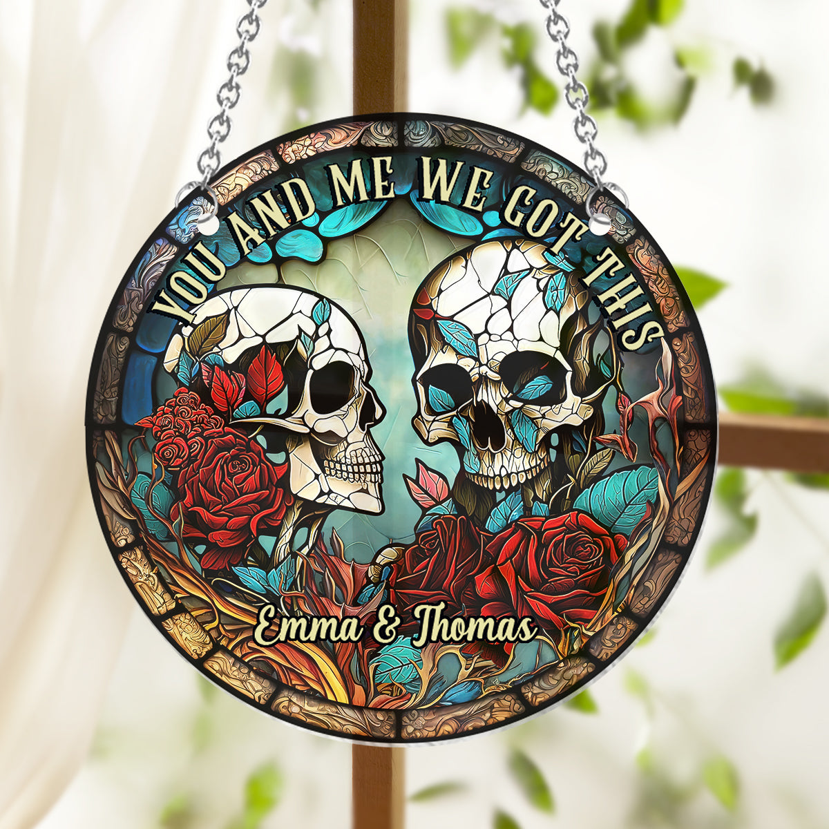 Toi et moi, on y arrive - Attrape-soleil personnalisé pour couple, à suspendre à la fenêtre 