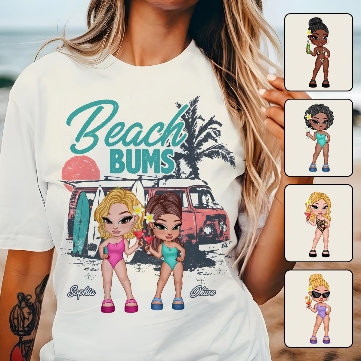 T-shirt personnalisé « Beach Bums » pour meilleures amies