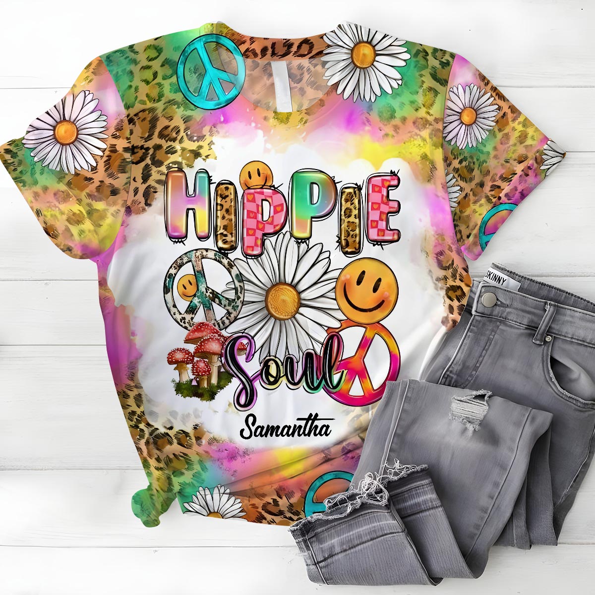 T-shirt hippie personnalisé style western et soul - T-shirt hippie intégral