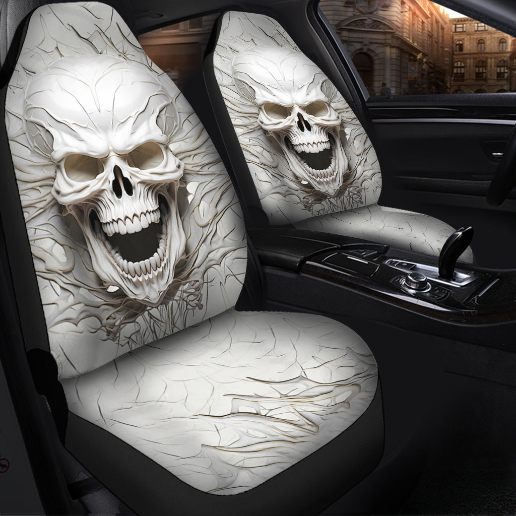 White Skull 3D Version - Skull Seat Covers