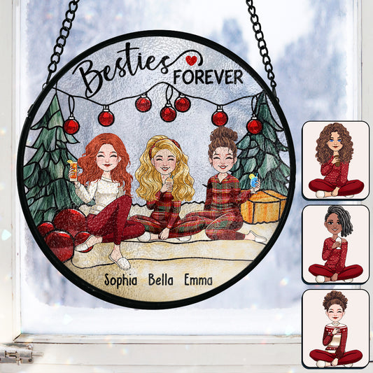 Sœurs pour toujours - Attrape-soleil en vitrail personnalisé pour meilleure amie