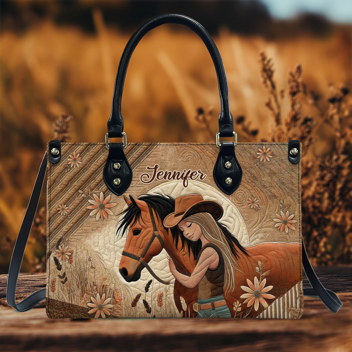 Amoureux des chevaux - Sac à main en cuir personnalisé à motif cheval