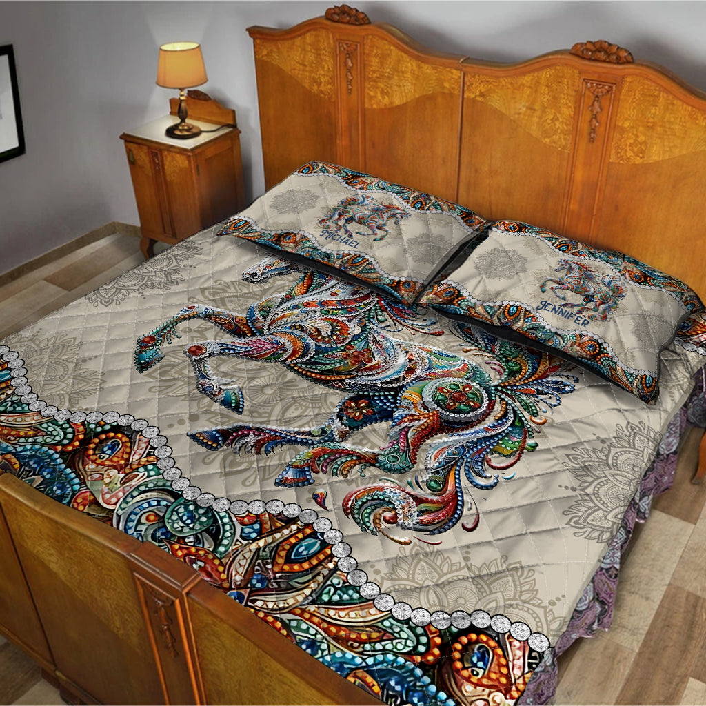 Beautiful Horse - Personalized Horse Quilt Set