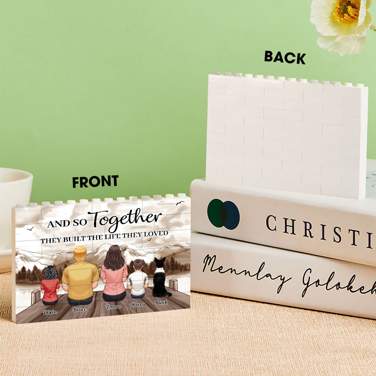 Et ensemble, ils ont construit la vie qu'ils aimaient - Blocs de construction rectangulaires horizontaux personnalisés pour la famille