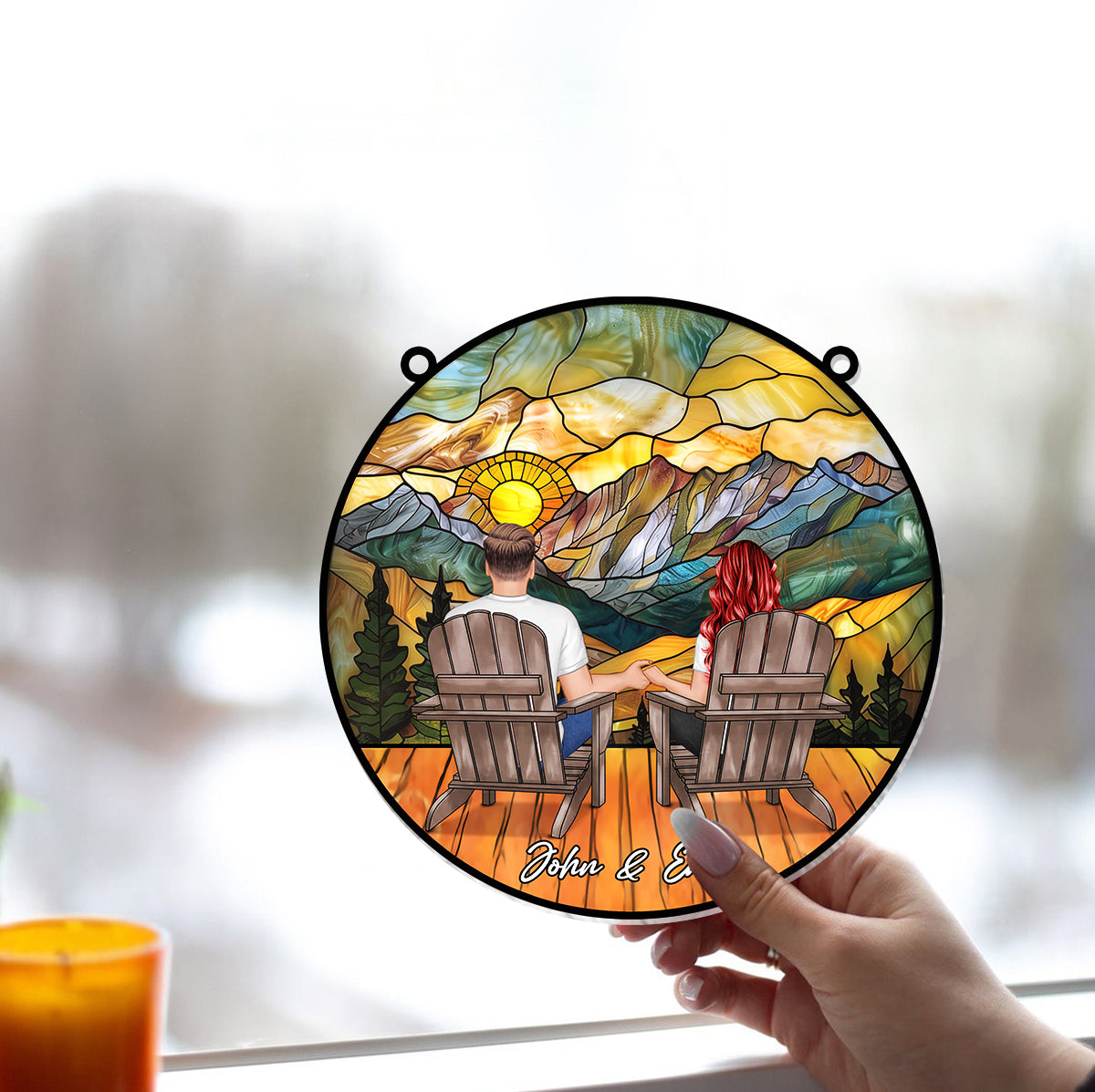 Toi et moi, on y arrive - Attrape-soleil personnalisé pour couple, à suspendre à la fenêtre 