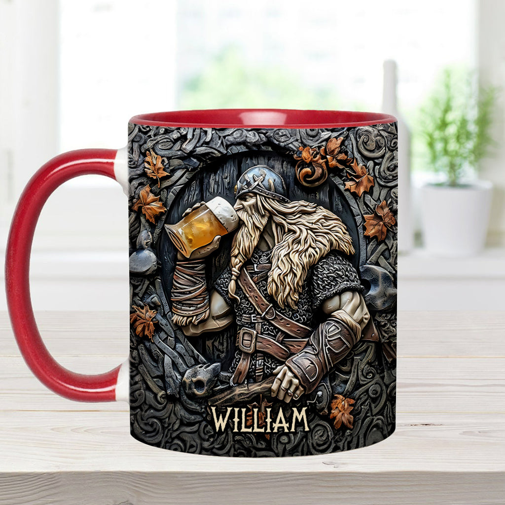 Légende des guerriers vikings buvant du whisky : Levez votre corne ! - Mug personnalisé à accent viking