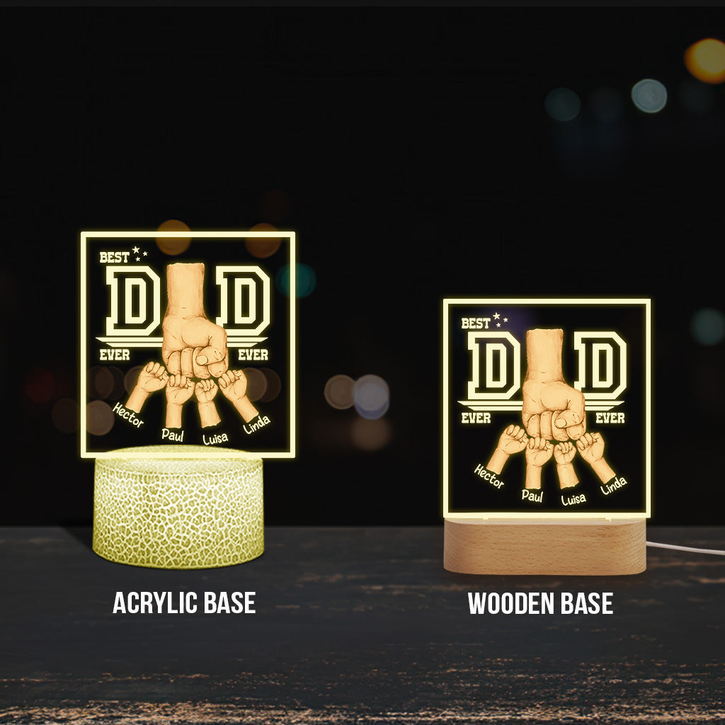 Meilleur papa du monde - Plaque lumineuse personnalisée en forme de papa