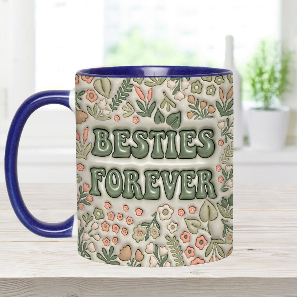 Besties Forever Floral - Personalized Bestie Accent Mug