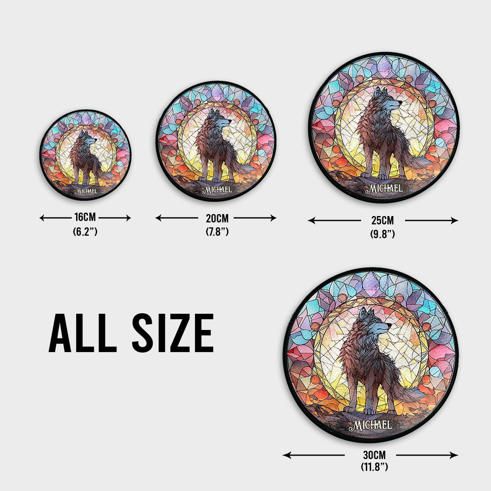 Esprit Féroce - Attrape-soleil personnalisé en vitrail avec loup