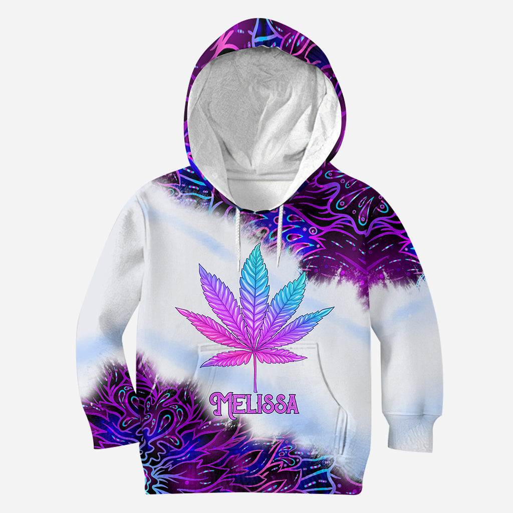 Purple Gradient Psychedelic Leaf - Personalized Weed All Over Shirt