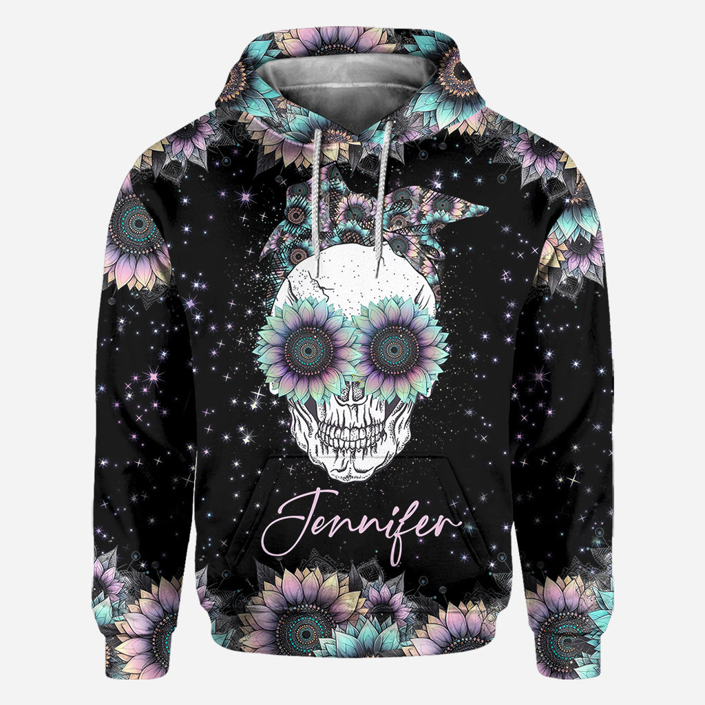 T-shirt personnalisé Zero F Given Tournesol rose et bleu - Tête de mort intégrale