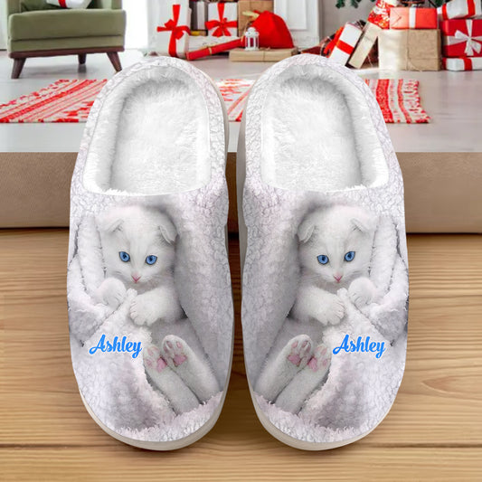 Pantoufles chat personnalisées Happy Kitty