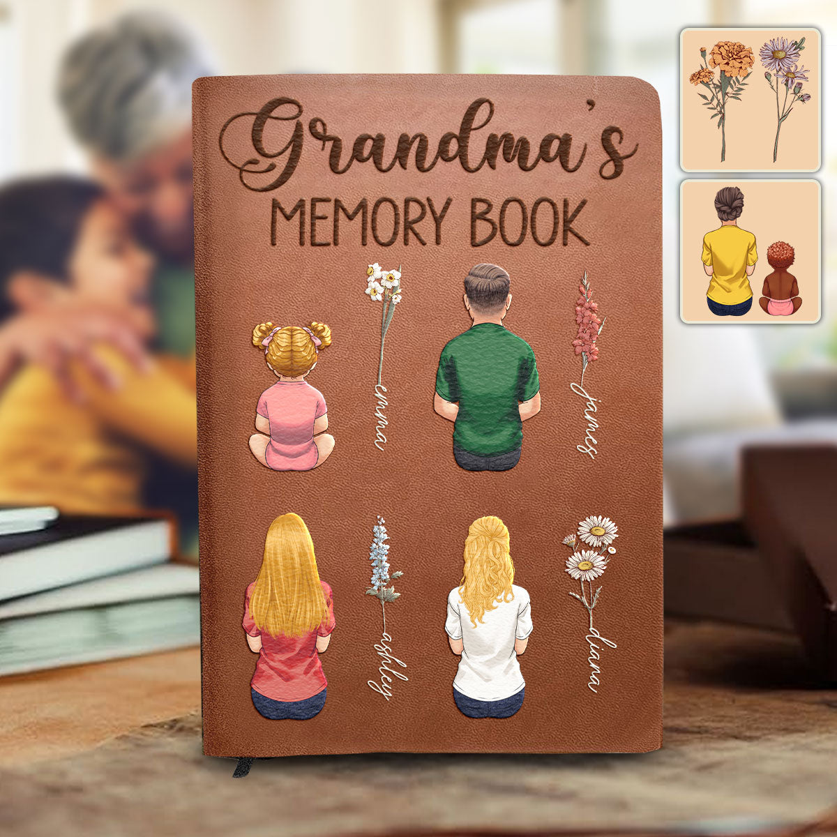 Grandma's Memory Book - Personalized Grandma Leather Journal