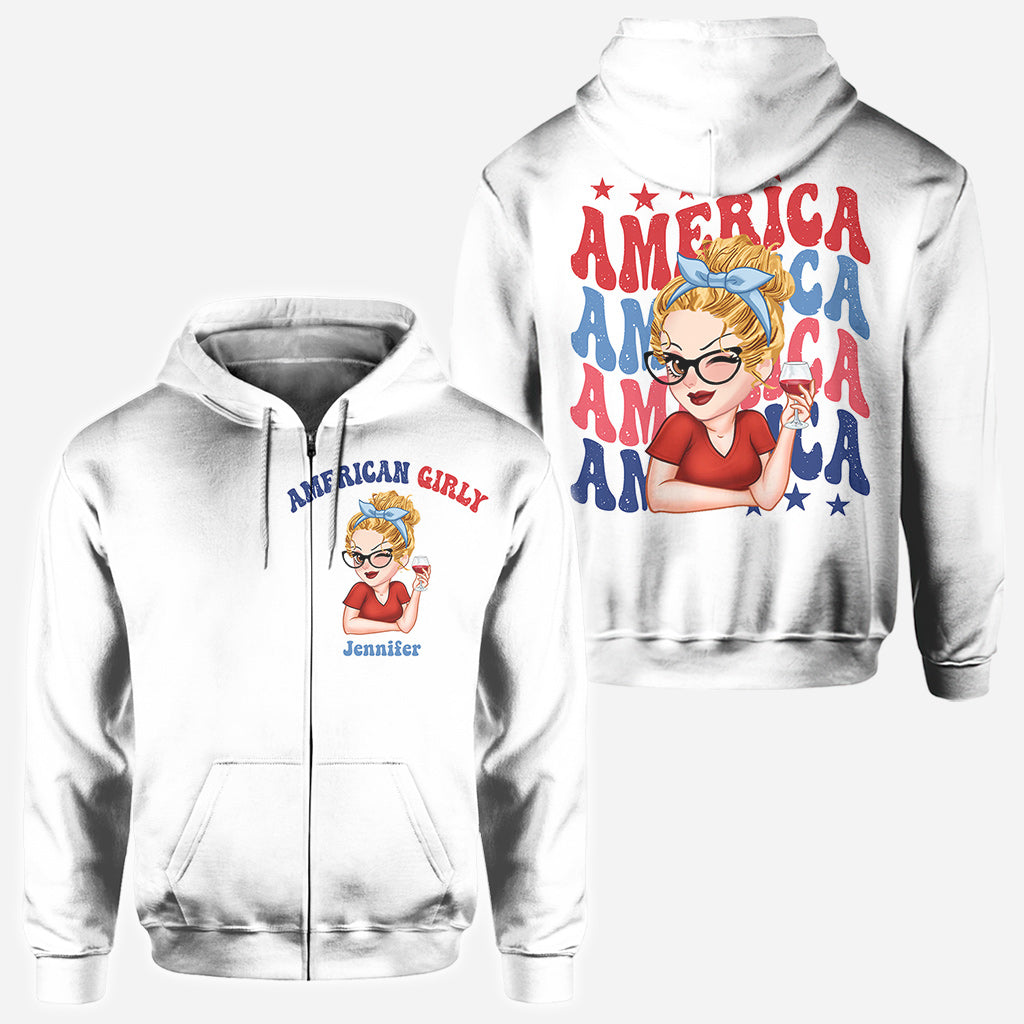 T-shirt personnalisé American Girly pour la fête nationale américaine (4 juillet).