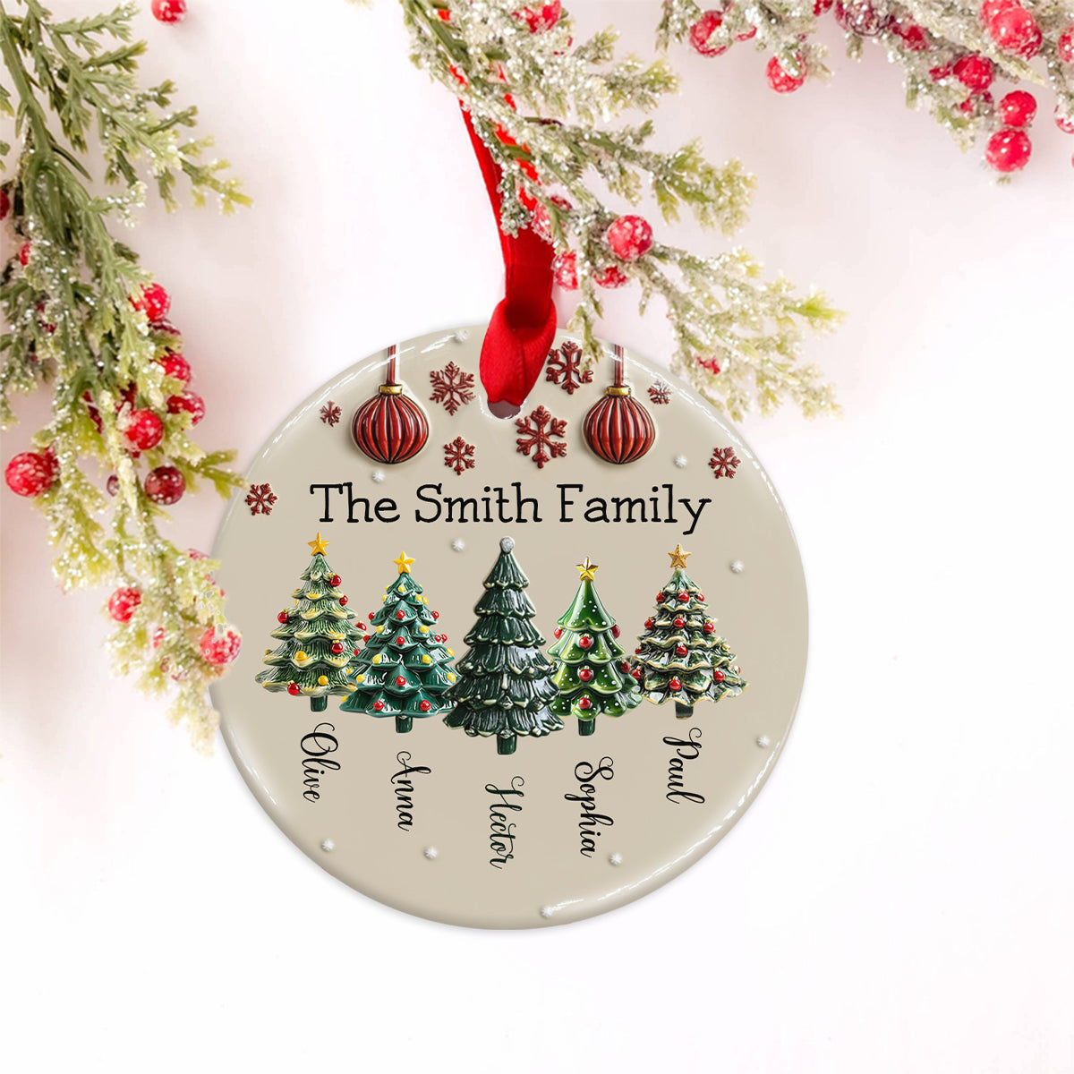 Family Tree - Personalized Family Ceramic Circle Ornament