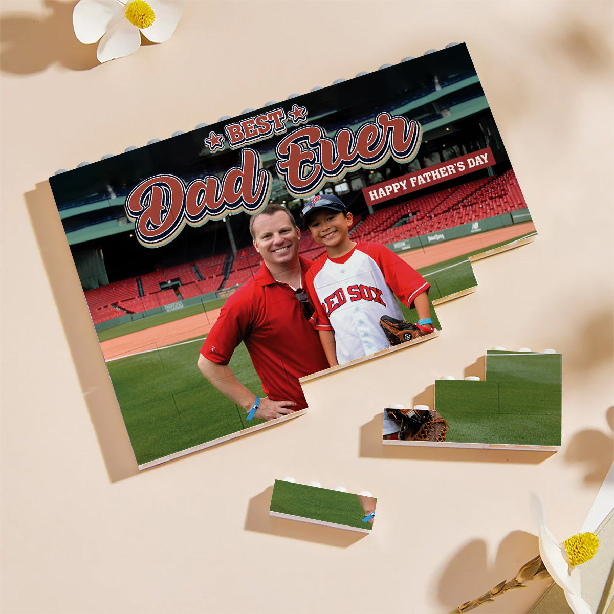 Meilleur papa du monde - Blocs de construction rectangulaires horizontaux personnalisés pour papa (face unique)