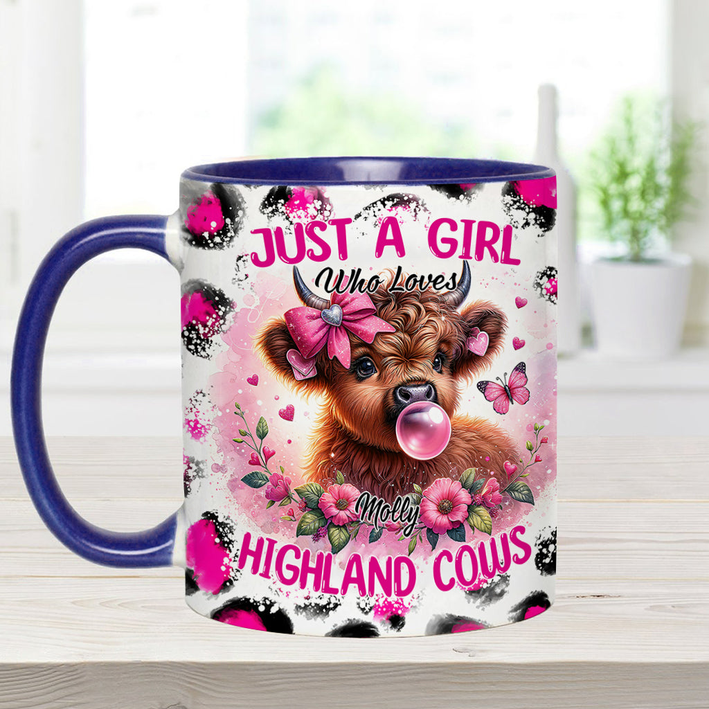 Mug personnalisé avec une adorable vache rose des Highlands