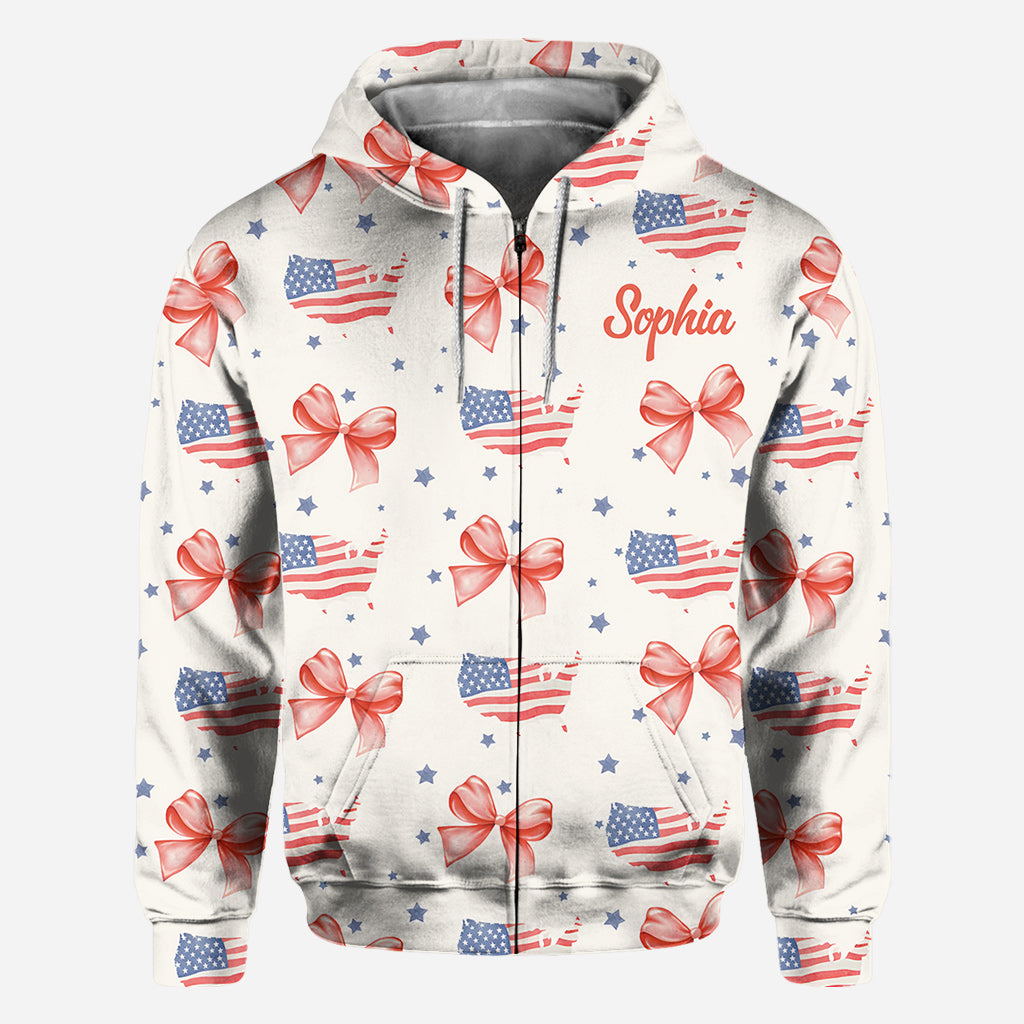 T-shirt Coquette American Girl personnalisé pour la fête nationale américaine (4 juillet)