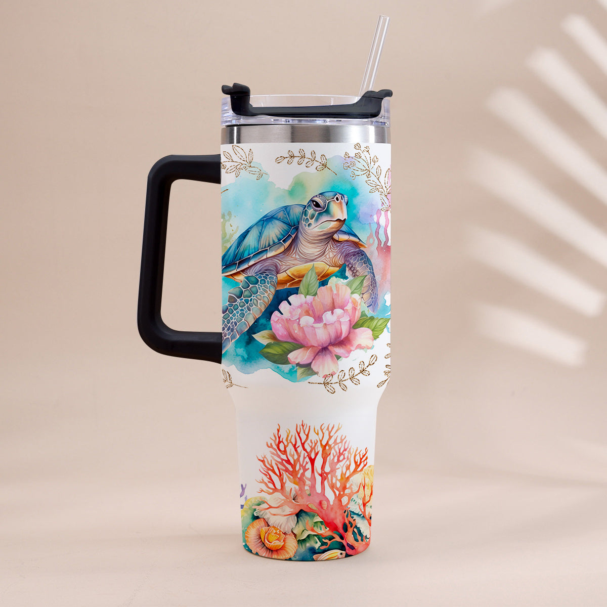 Gobelet isotherme personnalisé « Tortues » avec anse