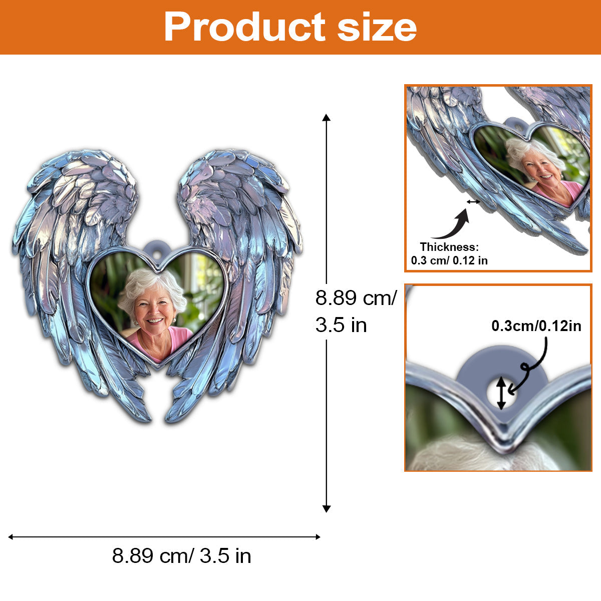 À jamais dans mon cœur - Ornement commémoratif personnalisé en aluminium (Impression recto verso)