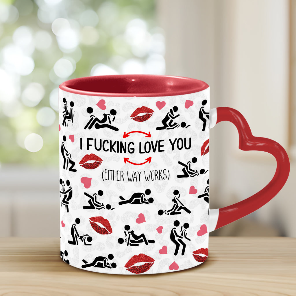 Je t'aime - Mug personnalisé pour couple avec anse en forme de cœur