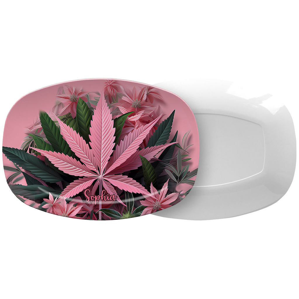 Assiette à cannabis personnalisée Pink Stoner Chick