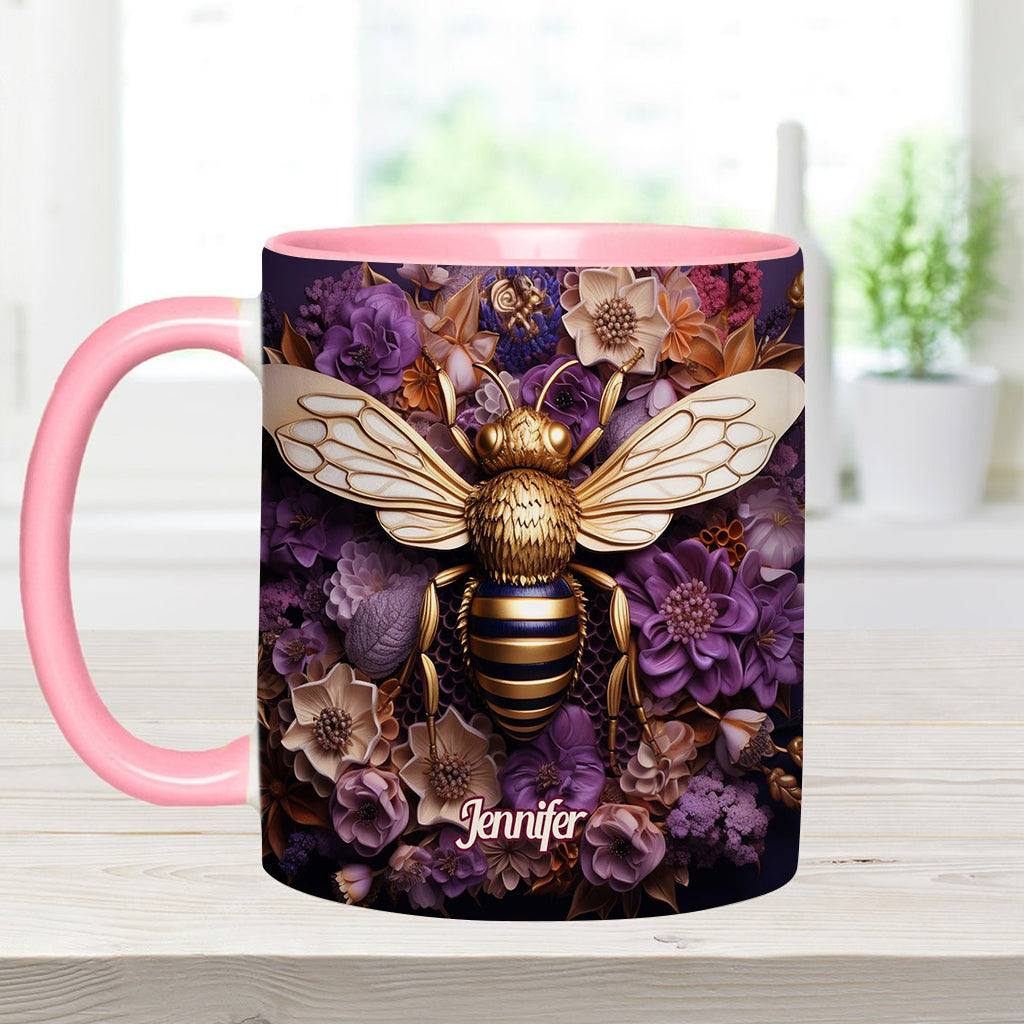 Bee Happy Golden Bee - Personalized Bee Accent Mug