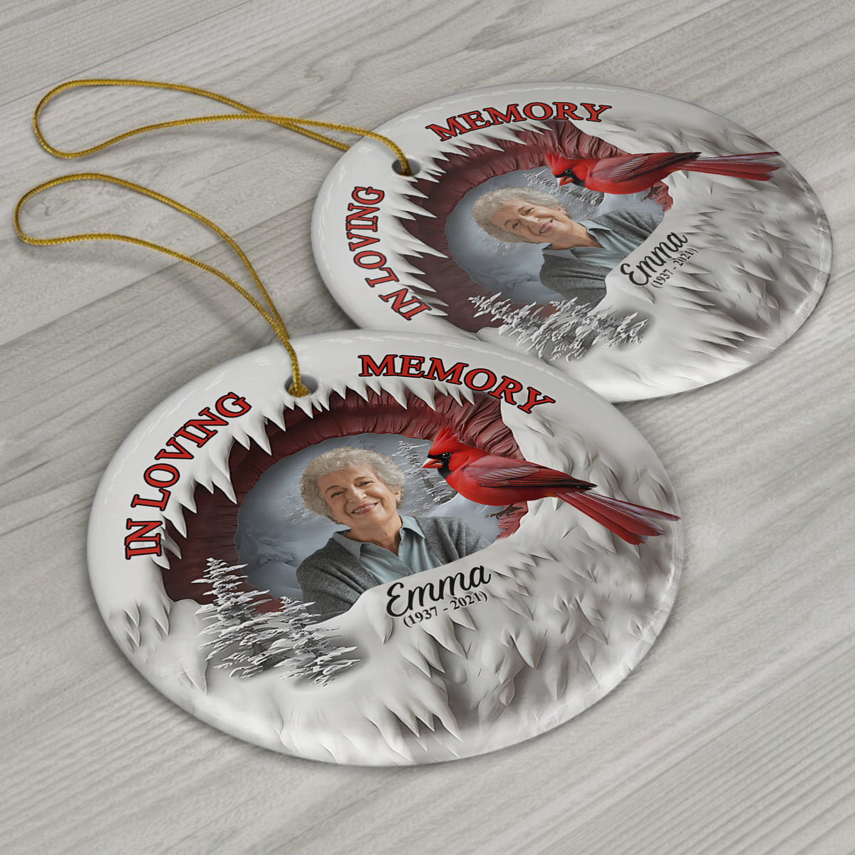 Toujours dans mon cœur - Ornement commémoratif personnalisé en céramique (cercle)