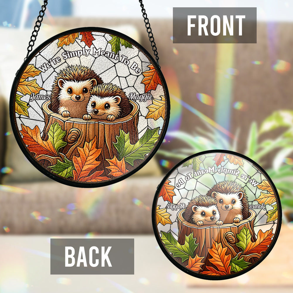 Nous sommes faits l'un pour l'autre - Attrape-soleil en vitrail personnalisé pour couple