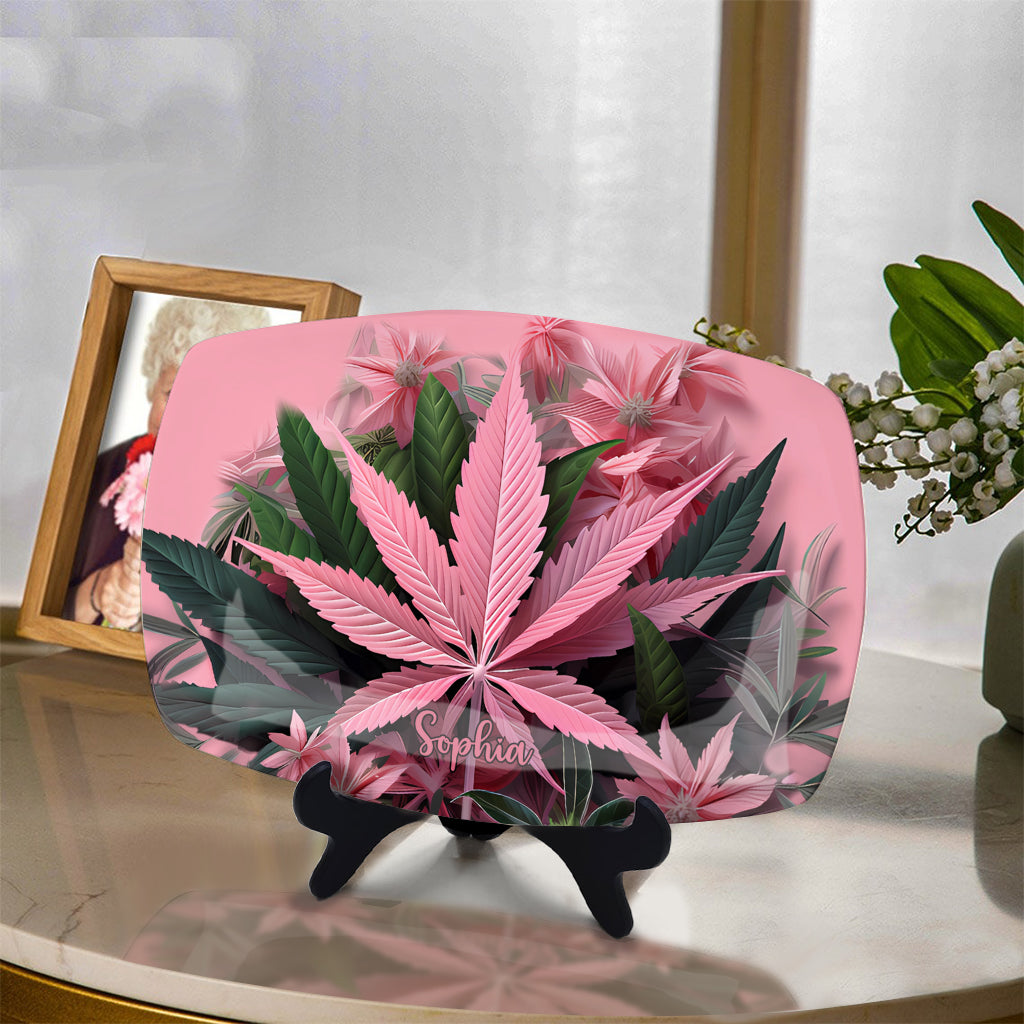 Assiette à cannabis personnalisée Pink Stoner Chick
