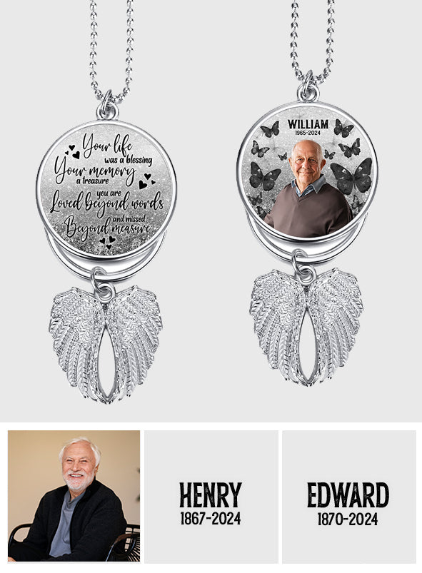 Your Life Was A Blessing - Personalized Memorial Wings Ornament