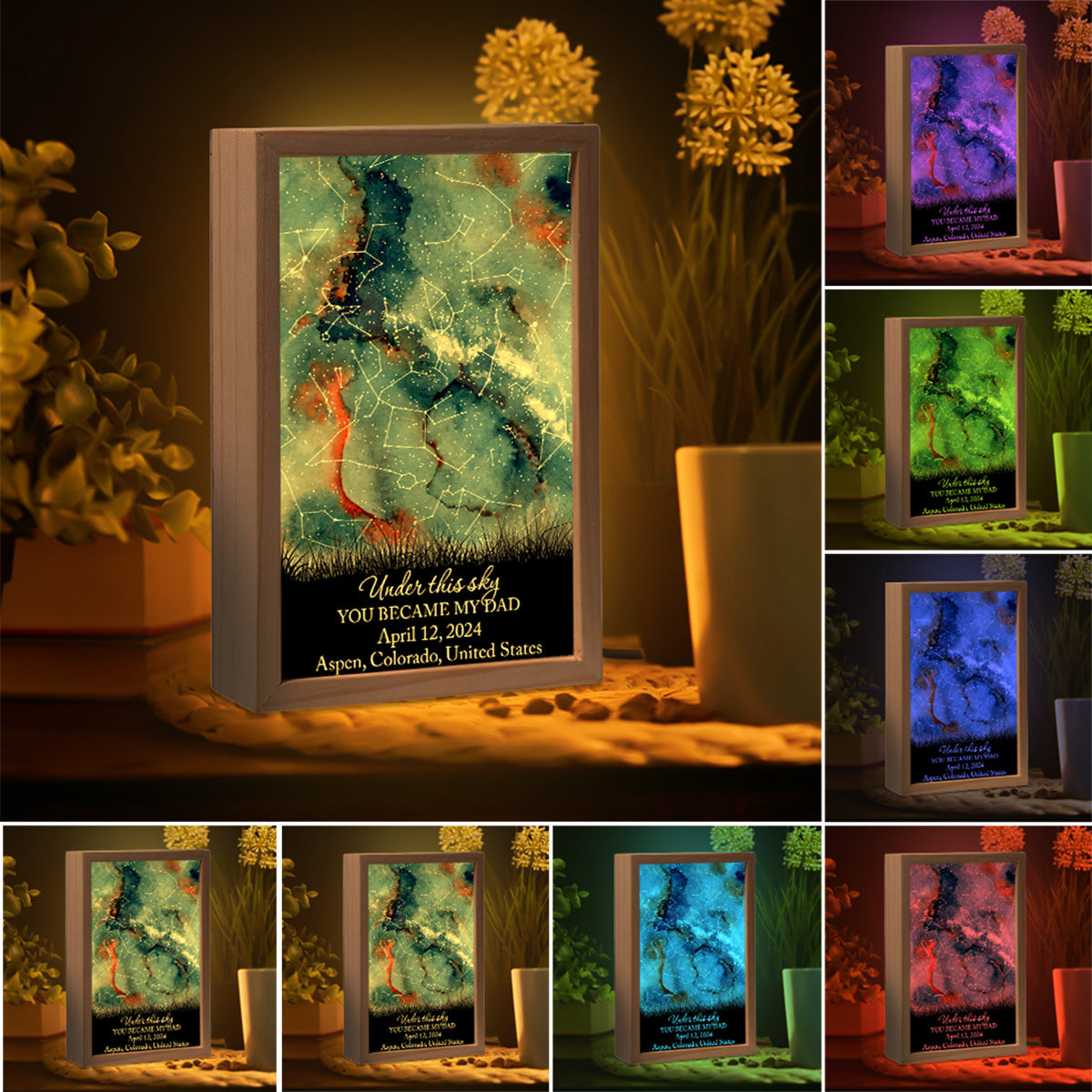 Là où tout a commencé - Cadre photo personnalisé pour papa avec boîte lumineuse
