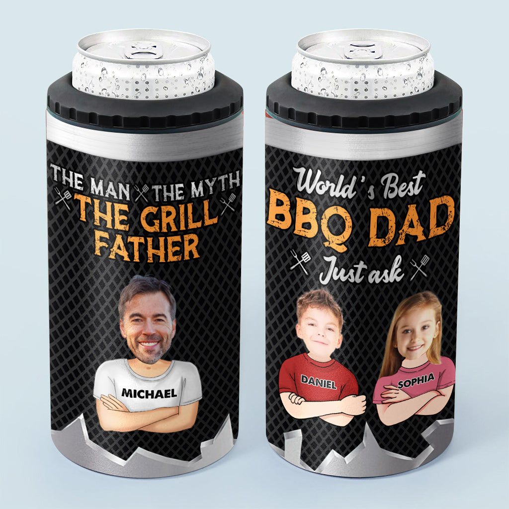 L'homme, le mythe, le papa barbecue - Refroidisseur de canettes personnalisé pour papa