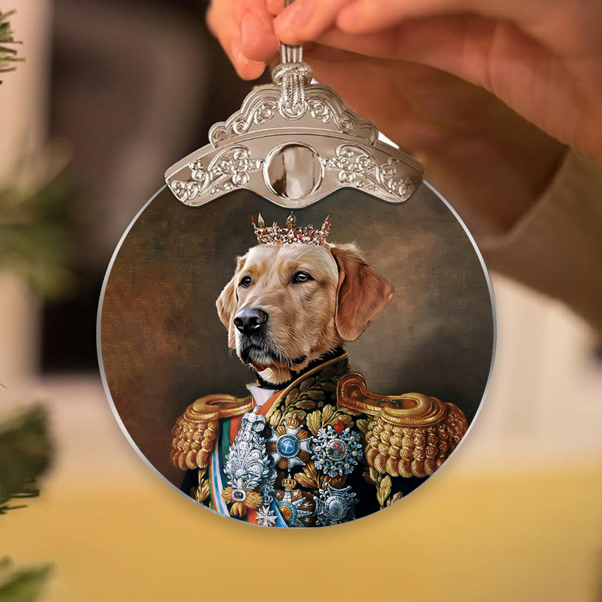 Portrait royal personnalisé pour animal de compagnie - Ornement vintage personnalisé pour chien