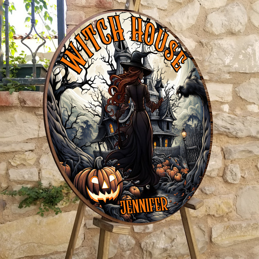 Witch House - Personalized Witch Round Wood Sign
