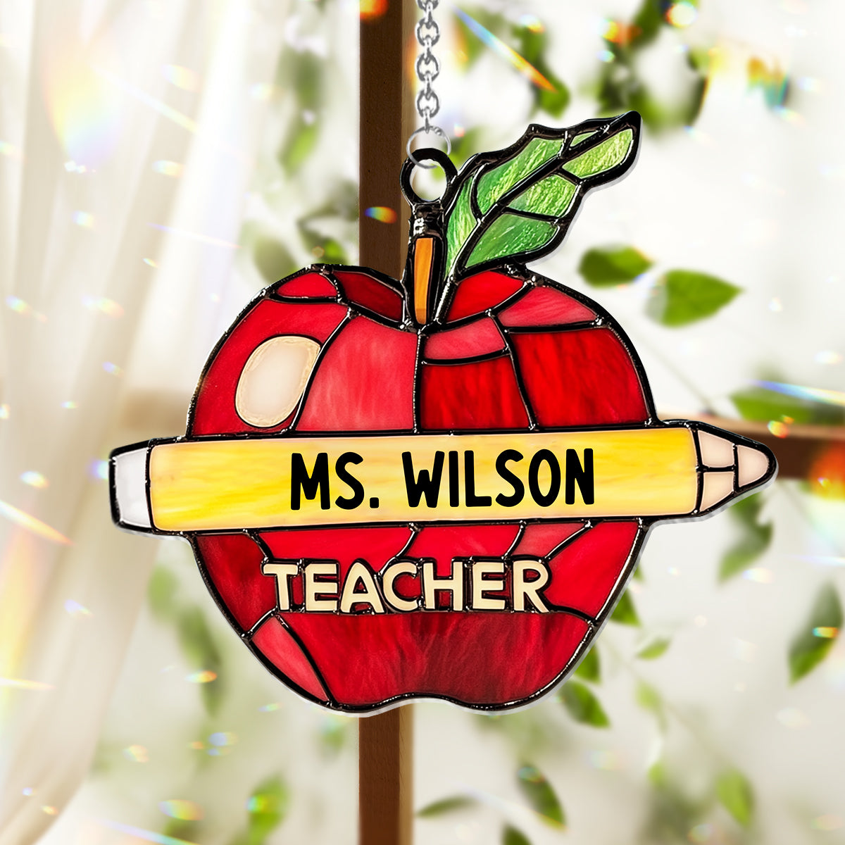 Love Being A Teacher - Personalized Teacher Window Hanging Suncatcher Ornament