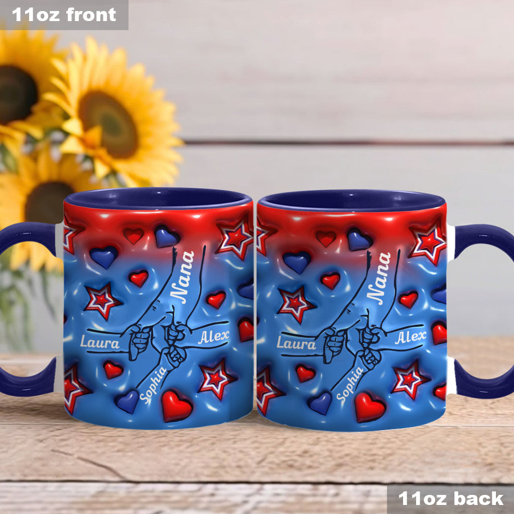 Mug personnalisé « Grand-mère et ses petits-enfants se tenant la main »