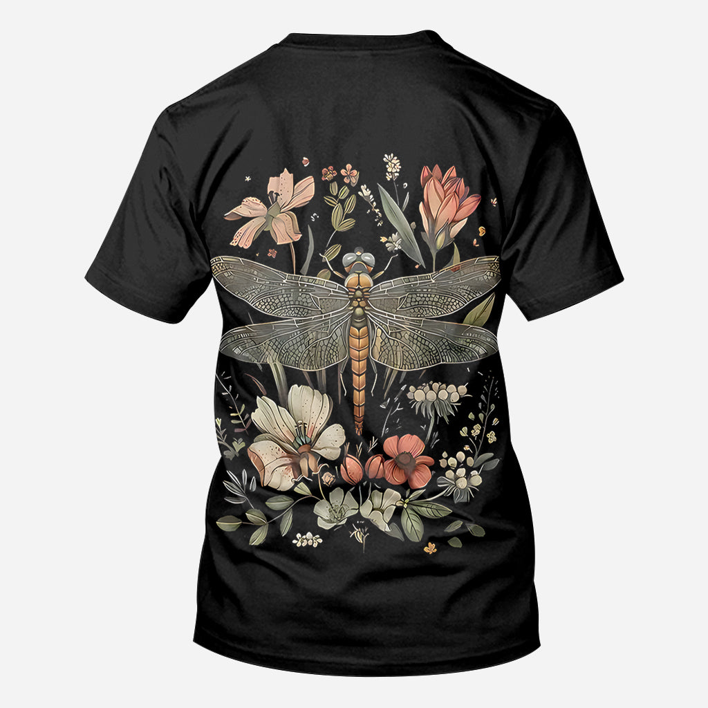 Dragonfly & Flowers - Personalized Dragonfly All Over Shirt