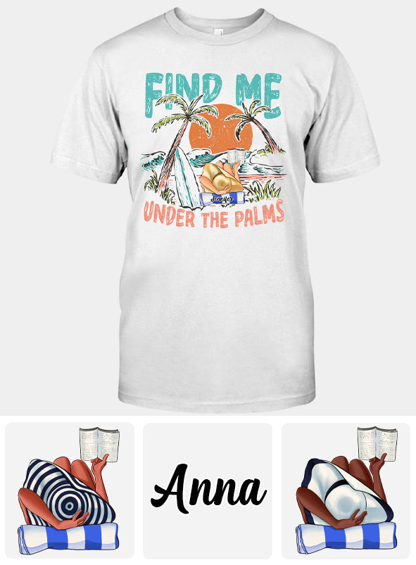 Retrouve-moi sous les palmiers, fille qui lit - T-shirt et sweat à capuche personnalisés « Amoureuse de la mer »