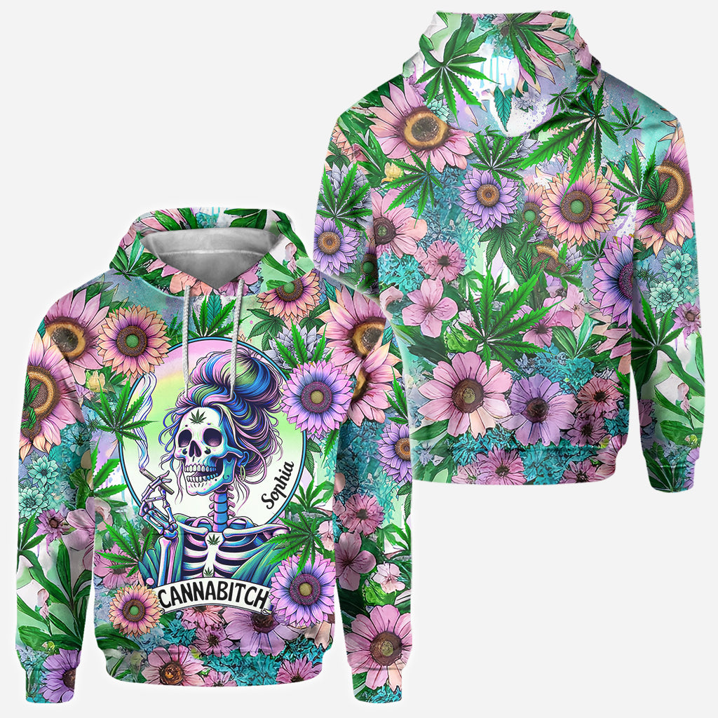 Cannabitch - T-shirt personnalisé avec motif cannabis intégral