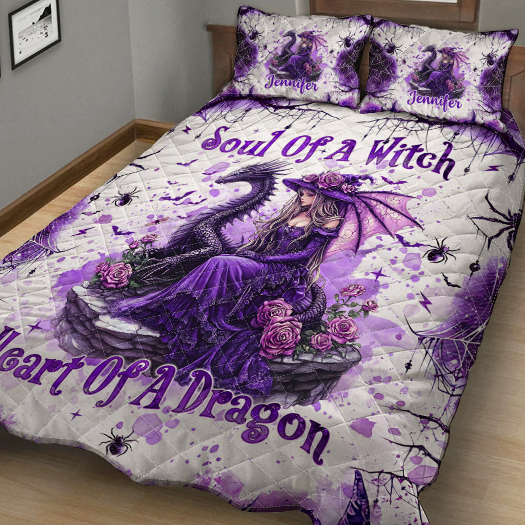 Soul Of A Witch Heart Of A Dragon - Personalized Witch Quilt Set