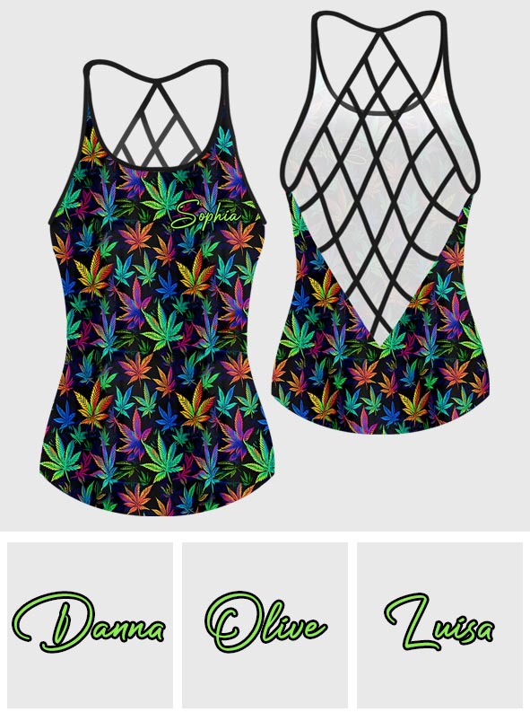 It's 420 somewhere Colorful Marijuana - Personalized Weed Cross Tank Top