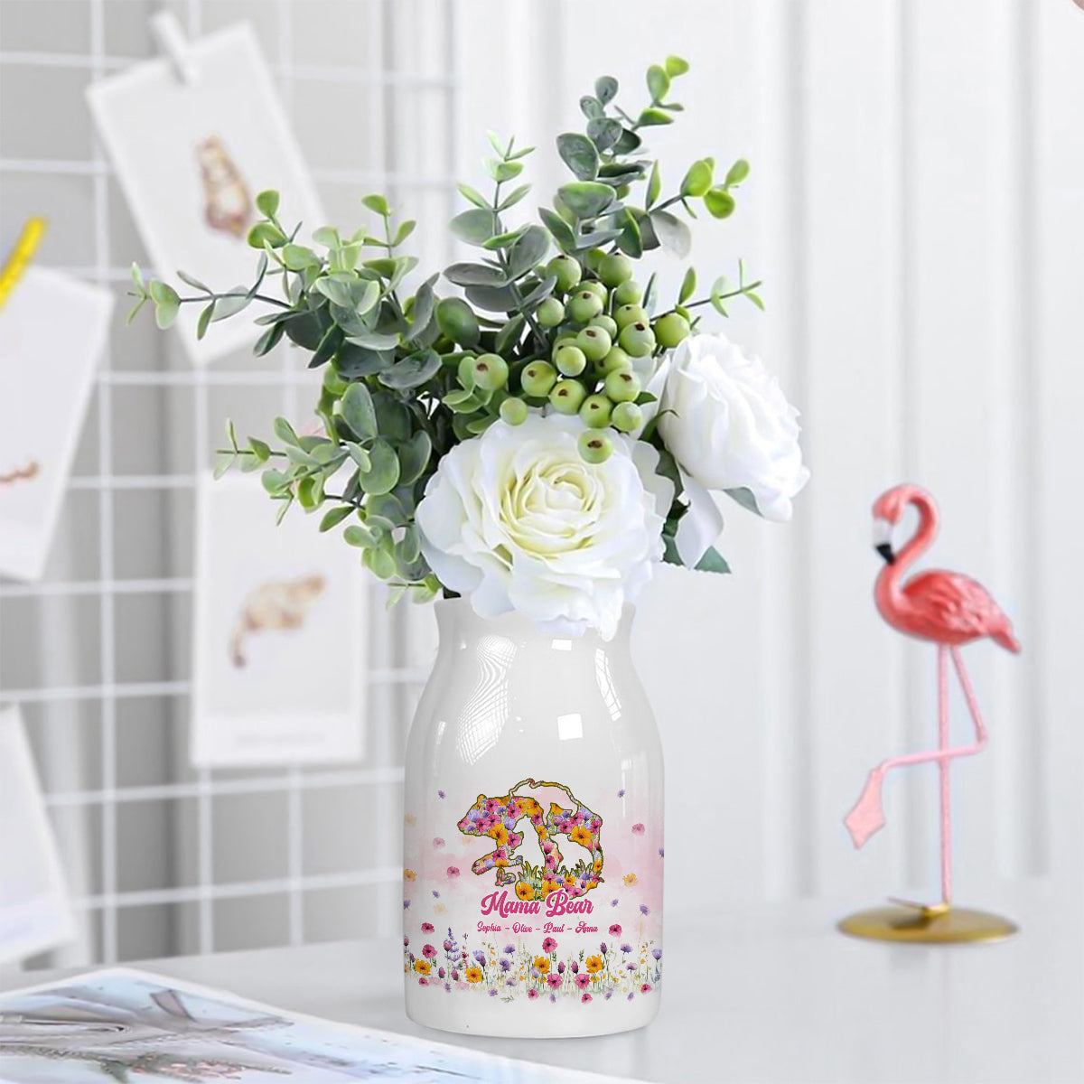 Maman Ours - Vase à fleurs en céramique personnalisé pour maman