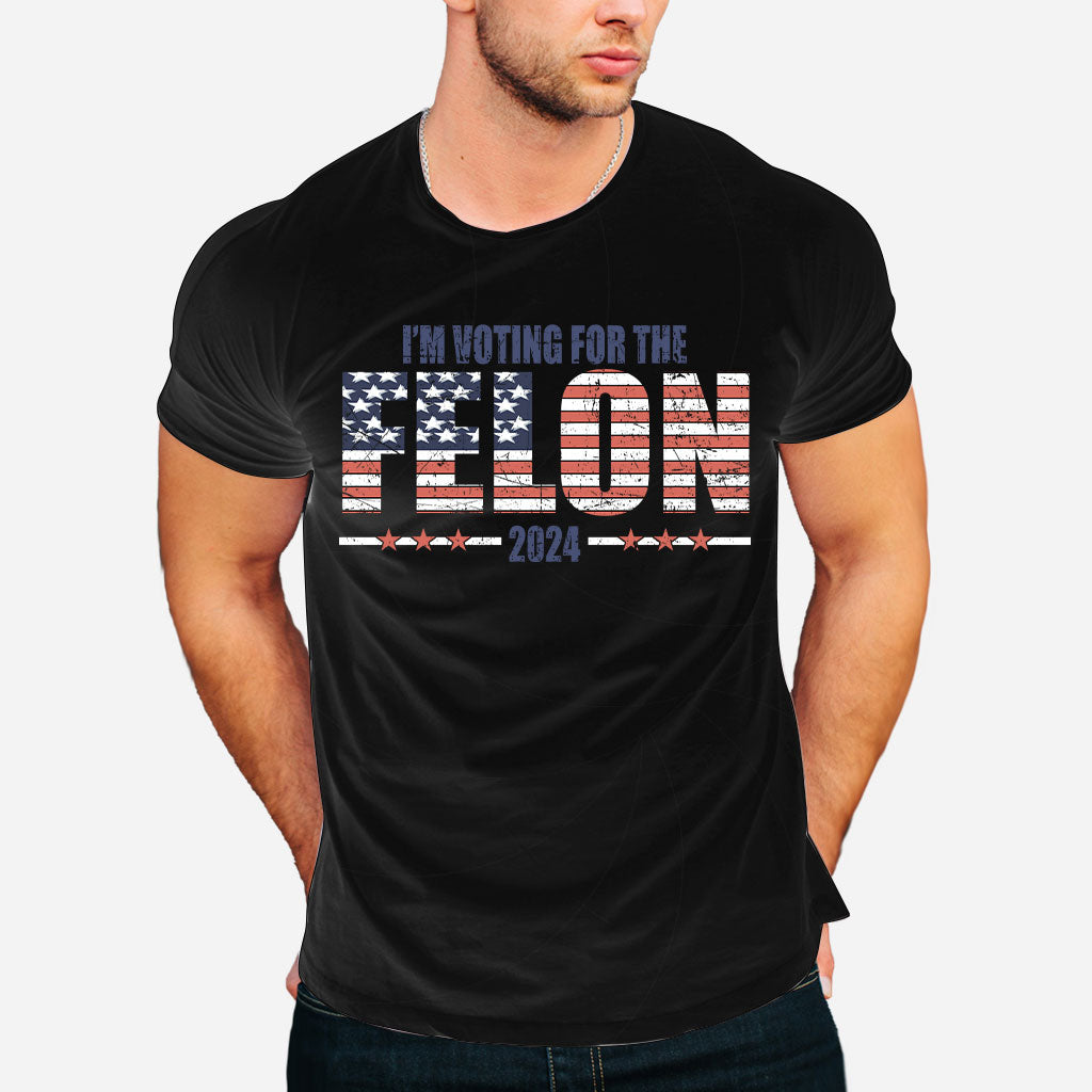 T-shirt « Je vote pour le criminel », T-shirt MAGA 2024, T-shirt humoristique politique 2024, T-shirt drapeau américain Trump pour les élections
