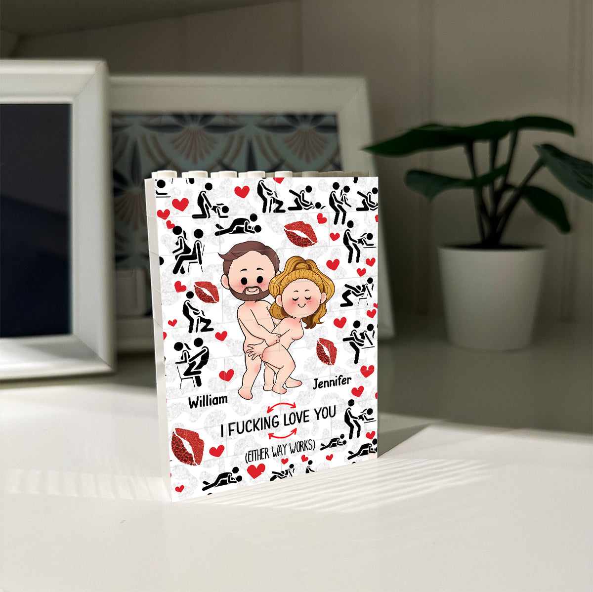 Je t'aime - Blocs de construction rectangulaires verticaux personnalisés pour couples, imprimés des deux côtés